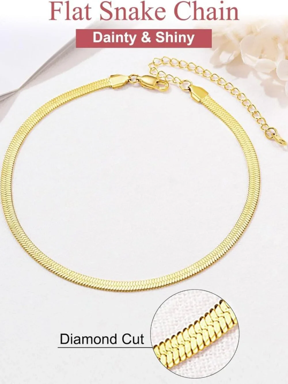 Elegant 14K Gold Plated Herringbone Choker Necklace for Women - Stylish Jewelry